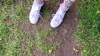 Blonde russian amateur fucked outdoor pov