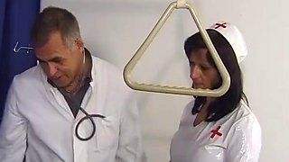 Nasty German nurse is fisted and assfucked by two doctors