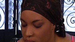 African maid is a sex slave with hairy pussy who gets