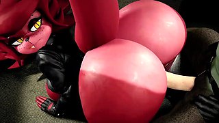 Busty 3d animated furry chick is getting her phat pussy fucked by a big cock guy