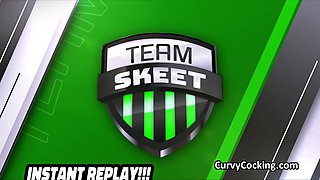 Risky sucking cock while watching football