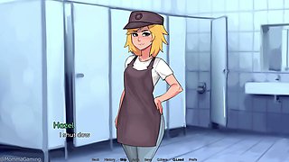 Cartoon blond femboy gets filled with cream in adult visual novel