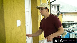 LUSTY GRANDMAS - Horny Granny Marsha Seduces Delivery Stud for Hard Fuck: Porn