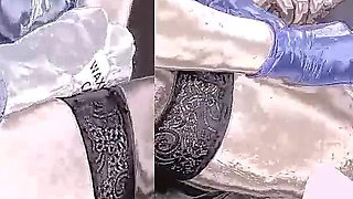 Depilation to a Male in Stockings of Two Nurses with Gloves