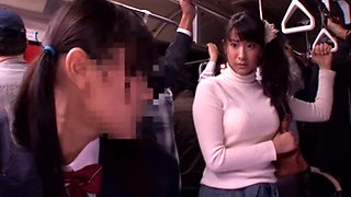 Japanese slut gets crammed in a crowded public bus