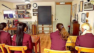 4 Schoolgirls Strictly Spanked And Caned In