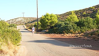 Wetting Sweatpants and Panties on a Barefoot Morning Walk