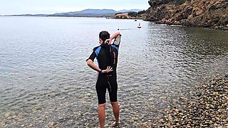 Slutty wife strips naked and plays with herself outdoors