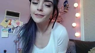 Cute curly brunette solo webcam masturbation