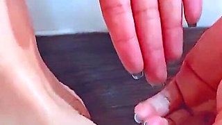 Oil Massage Ends with a Creamy Footjob and Nails Creampie