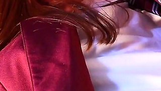 Busty Redhead Student Sucks Teacher's Dick Under Milking Table