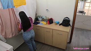 Huge natural breast at the laundry room part 1