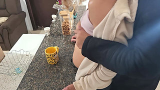 A Stepdaughter Is Surprised While Having Breakfast.