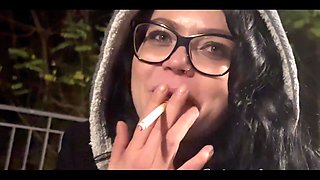 Smoking at Cold Night After Shooting