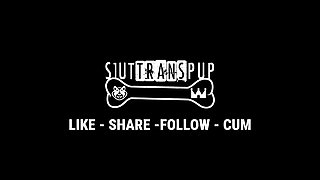 SLUTtransPUP rides a 9" BWC Dildo barefoot