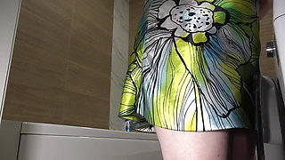 A Home Camera Watches a Curvy MILF Cleaning the Bathroom. Mature BBW with a Big Ass Under a Short Dress Behind the Scenes. PAWG.