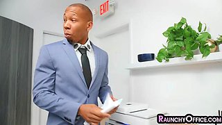 Office interracial with nympho secretary