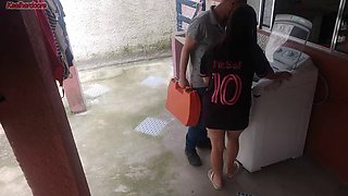 Married housewife pays the washing machine technician with her ass while her husband is not at home
