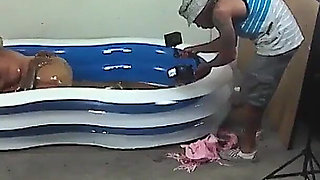 Behind the Scenes Back Yard Oil Wrestling