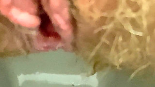 Hairy Pussy Pee and Accidentally Fart, Very Close up View 4K 60fps