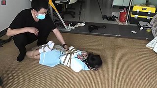 Chinese bondage in white socks