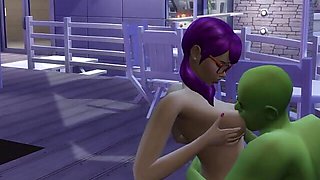 SIMS PIXIE SLUT LETS HORNY OGRE SUCK AND LICK HER SWOLLEN TITS