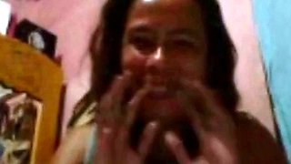 Filipina MILF Helps a Man Cum on Webcam