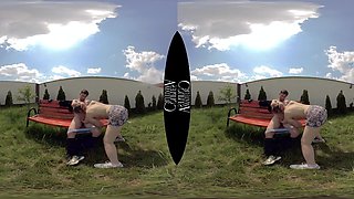 Teen Couple On Bench Amateurs VR