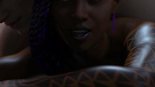 Young Ebony Babe with a Perfect Body Sucks a Big White Cock and Gets Her Little Pussy Creampied - Taboo University(steam Game)