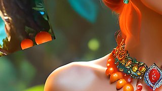 Beautiful Big Breasted Nude Elf Girl with African Cherry Orange