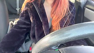 Sexy Car Ride with Italian Big tits Milf Artemisia Love Showing her big juicy tits and hard nipples real flashing in the streets of LA