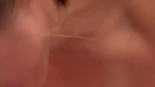 Mature with Big Saggy Boobs Sucking the Cum Out of Friends Dick and Swallowing