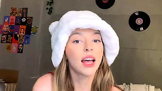 Blonde teen slut fucks pussy with toy