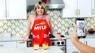 Kitchen fuck in the cowgirl pose with a gorgeous blonde Addyson James