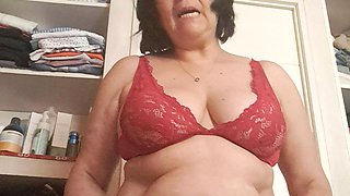 Stepmother in Underwear in Front of Stepson