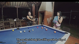 At the table with the balls and with my friend's pussy - in English