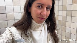 Real Porn Casting in a Mall Public Toilet