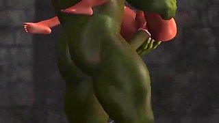 Young anal sex slave gets fucked by a big green monster