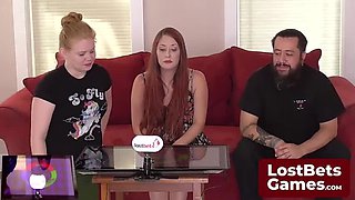 Blonde Teen Julie Teases Vincint with Redhead Belle's Allure in Intense Threesome Game