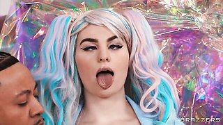 Curly doll with giant boobs Abigaiil Morris banged by black penis
