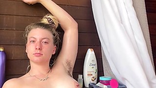 Sexy blonde Jana Cova hot solo masturbation on her bed