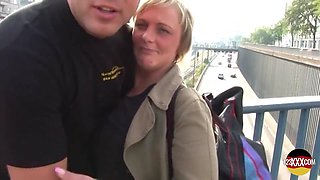 Blonde MILF Picked up on a Bus Station for Sex in Park