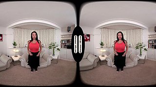 Kay Red Vest Top With Black Skirt & Stockings Tease - 8k Vr