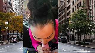 Thai MILF big cock car blowjob in public