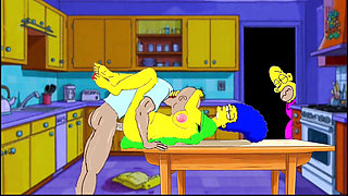 Married Housewife Gets Fucked on the Kitchen Table While Her Husband Stands Quietly Behind the Door and Watches