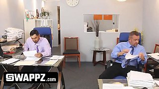 Office interchange: nasty stepfathers trade teeny stepdaughters