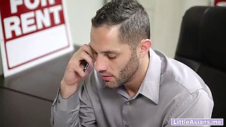 Teenager asian real estate agent is kinky at job interview