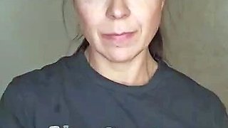 Busty curly brunette with big boobs fucks on couch