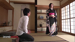 Steamy JAV Kimono Babe Gives Hot Blowjob Before Passionate Fuck Session