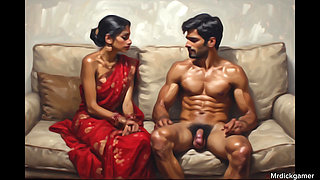 Two desi indian girl in hotel room with their office boss hot threesome pussy fucking